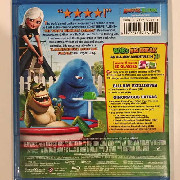 Dreamworks MONSTERS VS. ALIENS Blu-Ray Disc - Picture 3 of 3